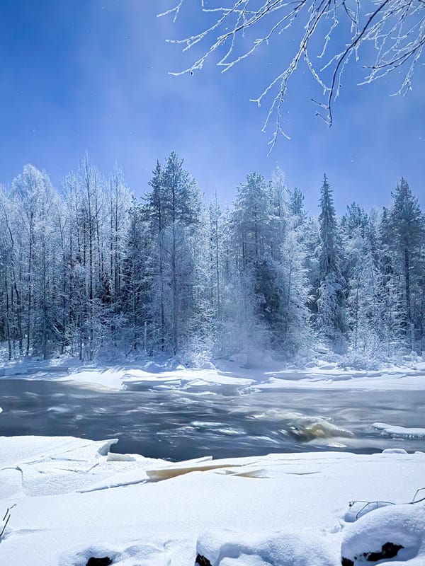 Frozen River at Night — art print by Joona Heinonen